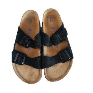 Birkenstock Arizona Sandal Black Suede Soft Footbed Size 42 EU W11/M9 US Regular